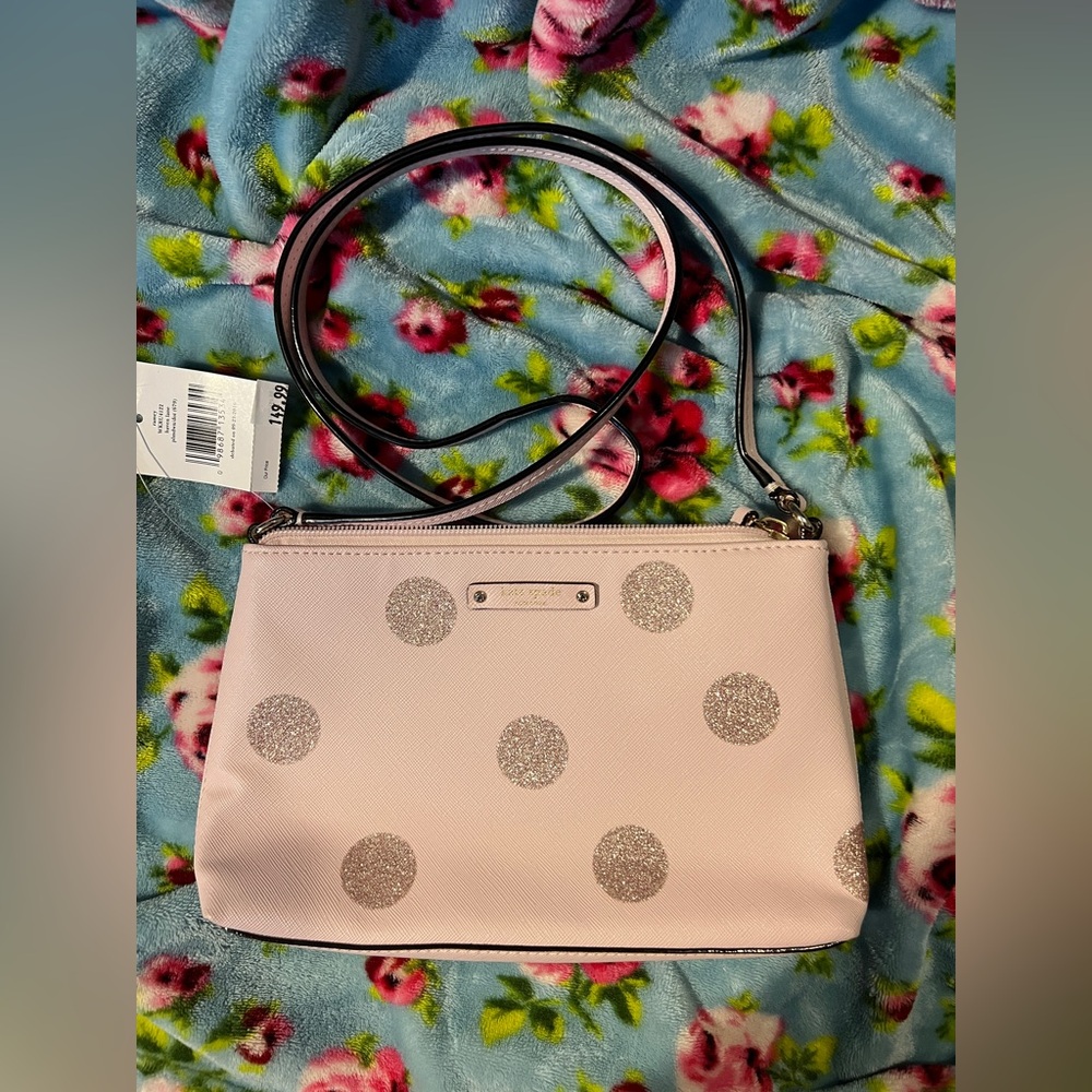 Kate Spade haven lane Ramey Pastel Pink Crossbody Bag with Glitter Polka Dots